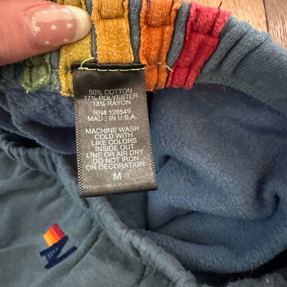 Aviator Nation Blue Sweatpants with Colorful Stripes - Picture 6 of 8